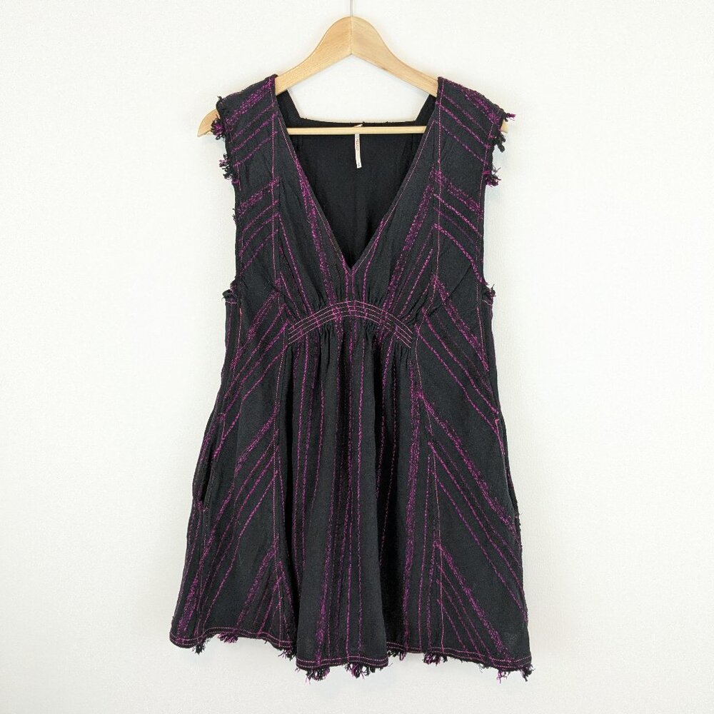 Free People Tunic Dress Black Pink Woven